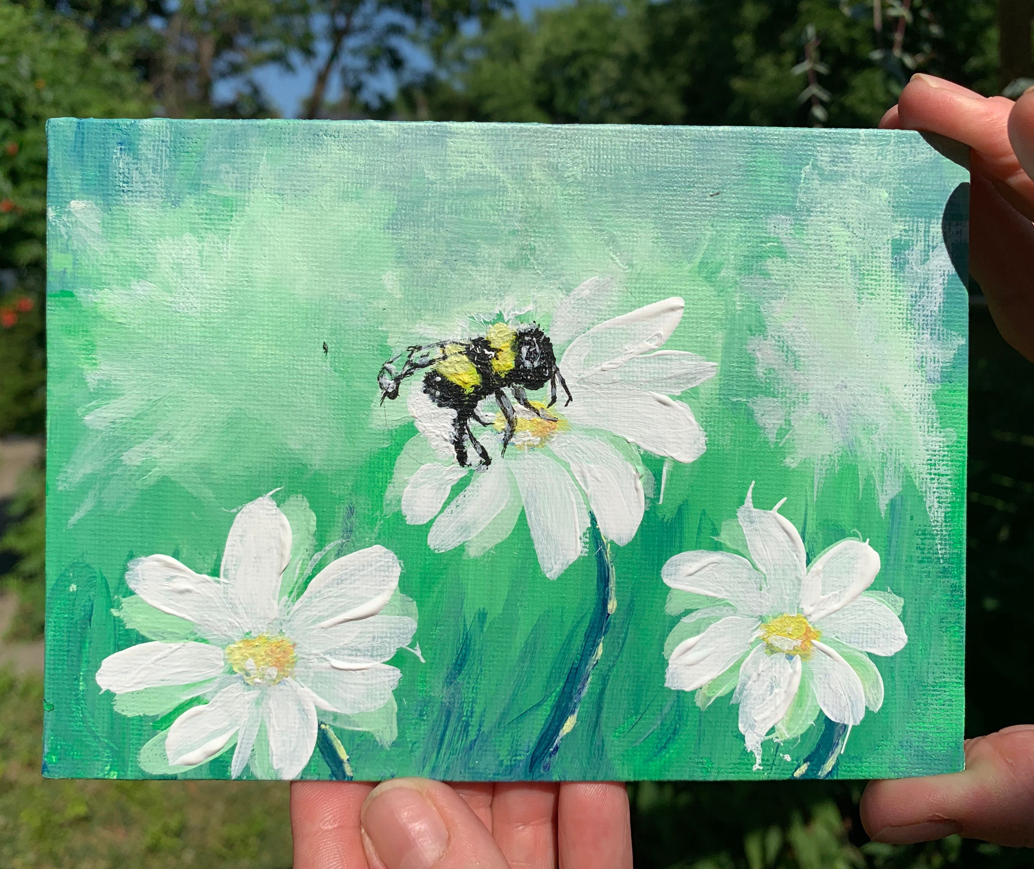 Simple Acrylic Painting Bee on a Flower Small Online Class for Ages