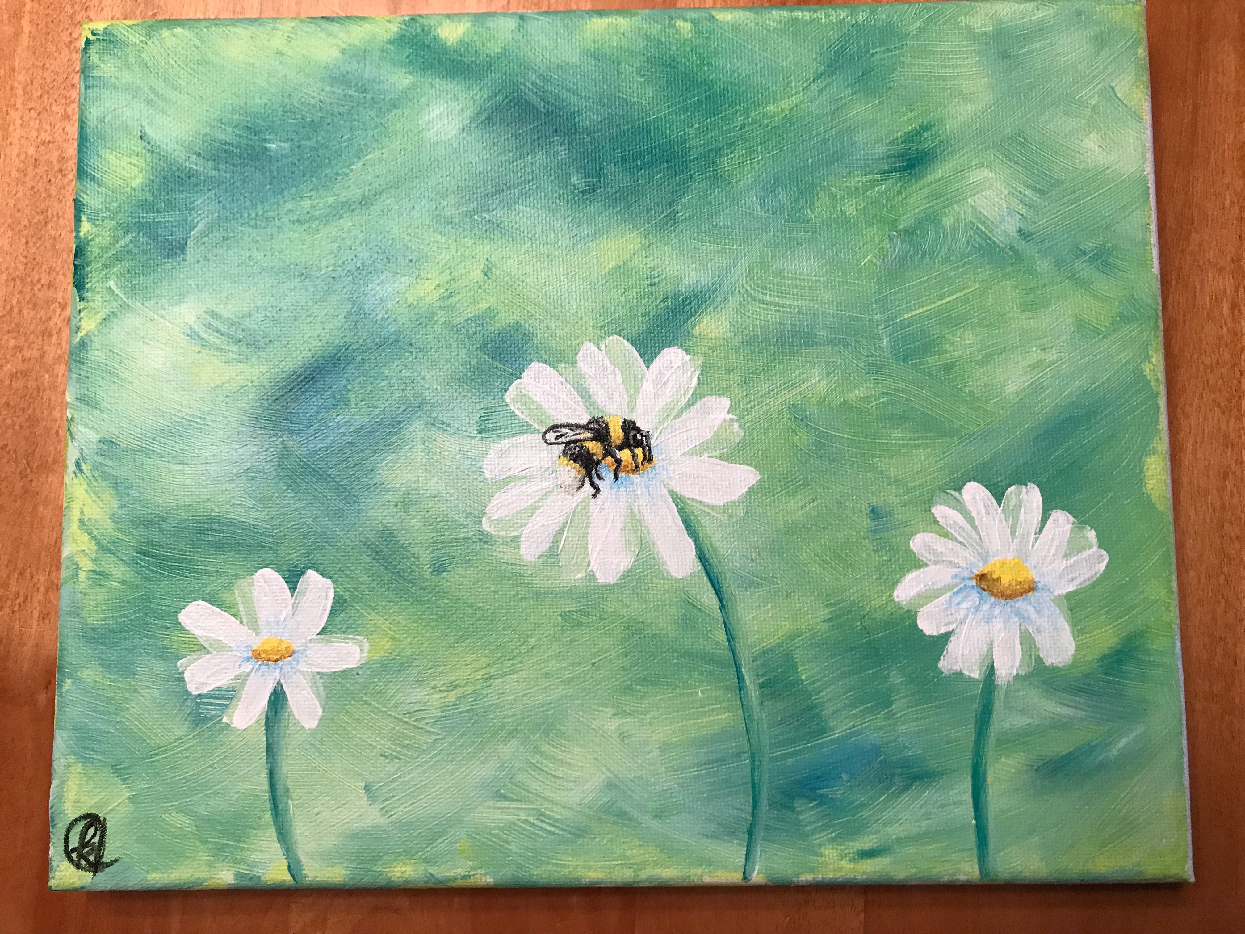 Simple Acrylic Painting: Bee on a Flower | Small Online Class for Ages ...