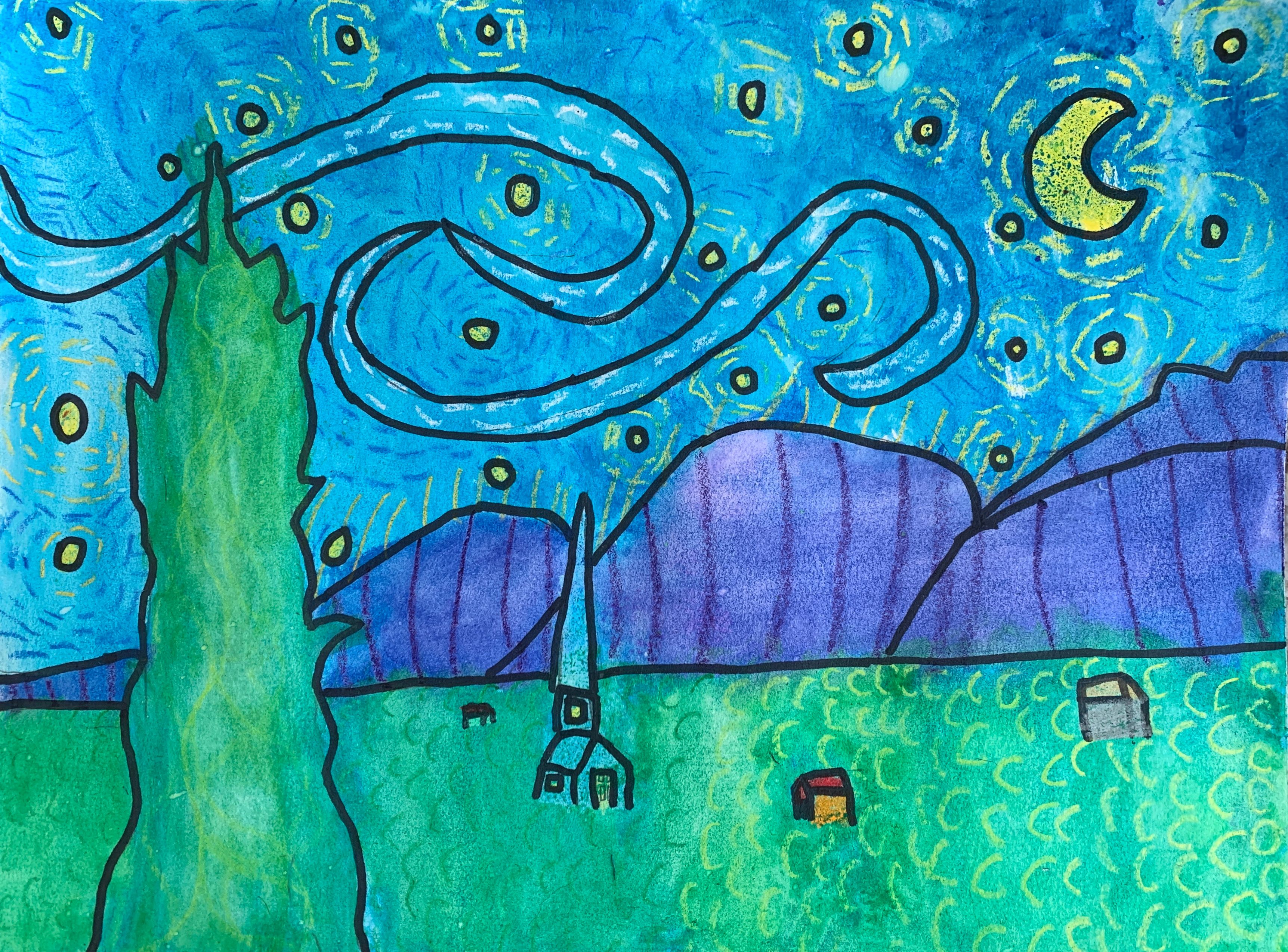 Starry, Starry Night - Watercolor Crayon Resist | Small Online Class ...