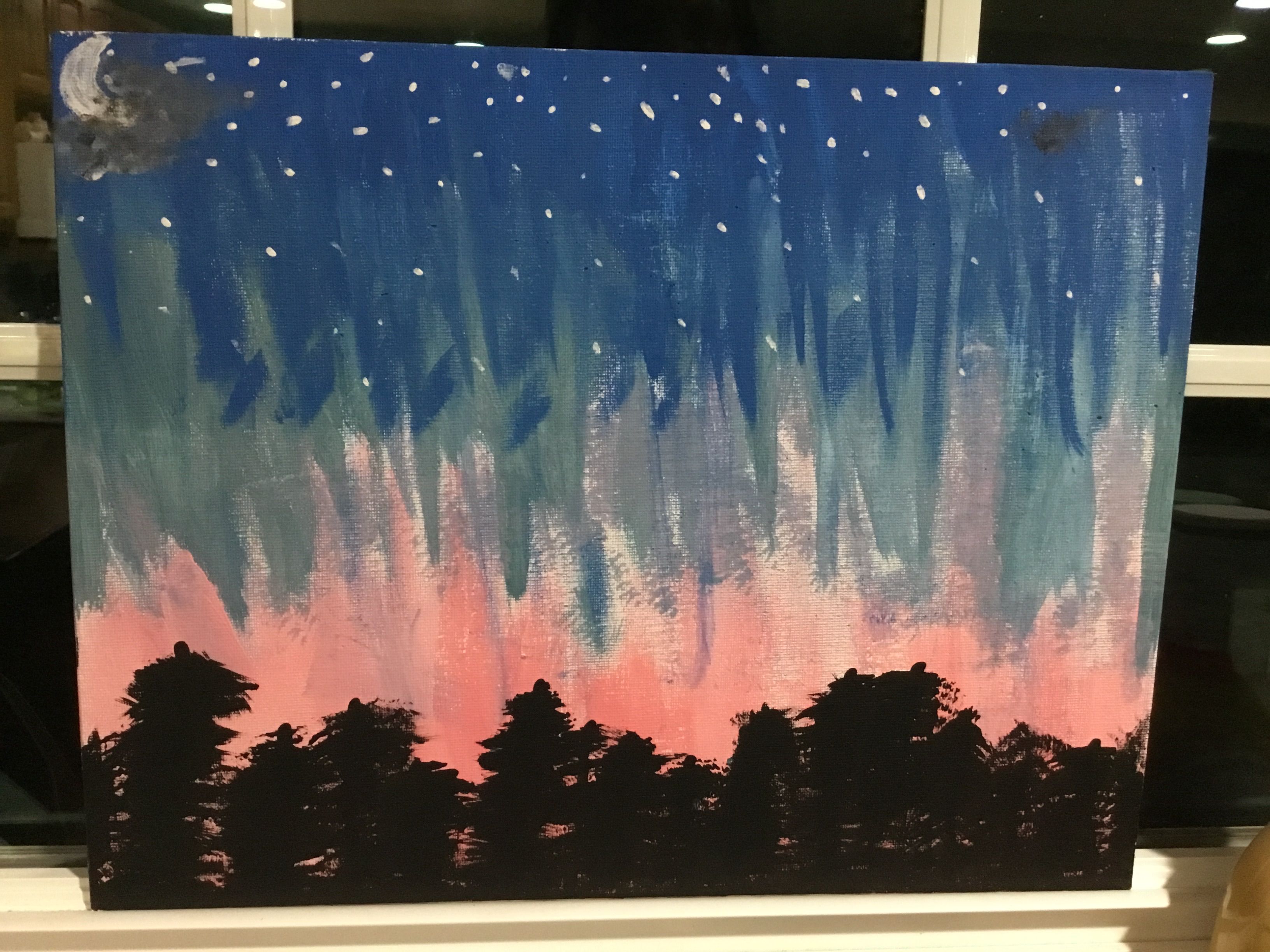 Acrylic Forest Night Scene Painting on Canvas or Acrylic Paper | Small