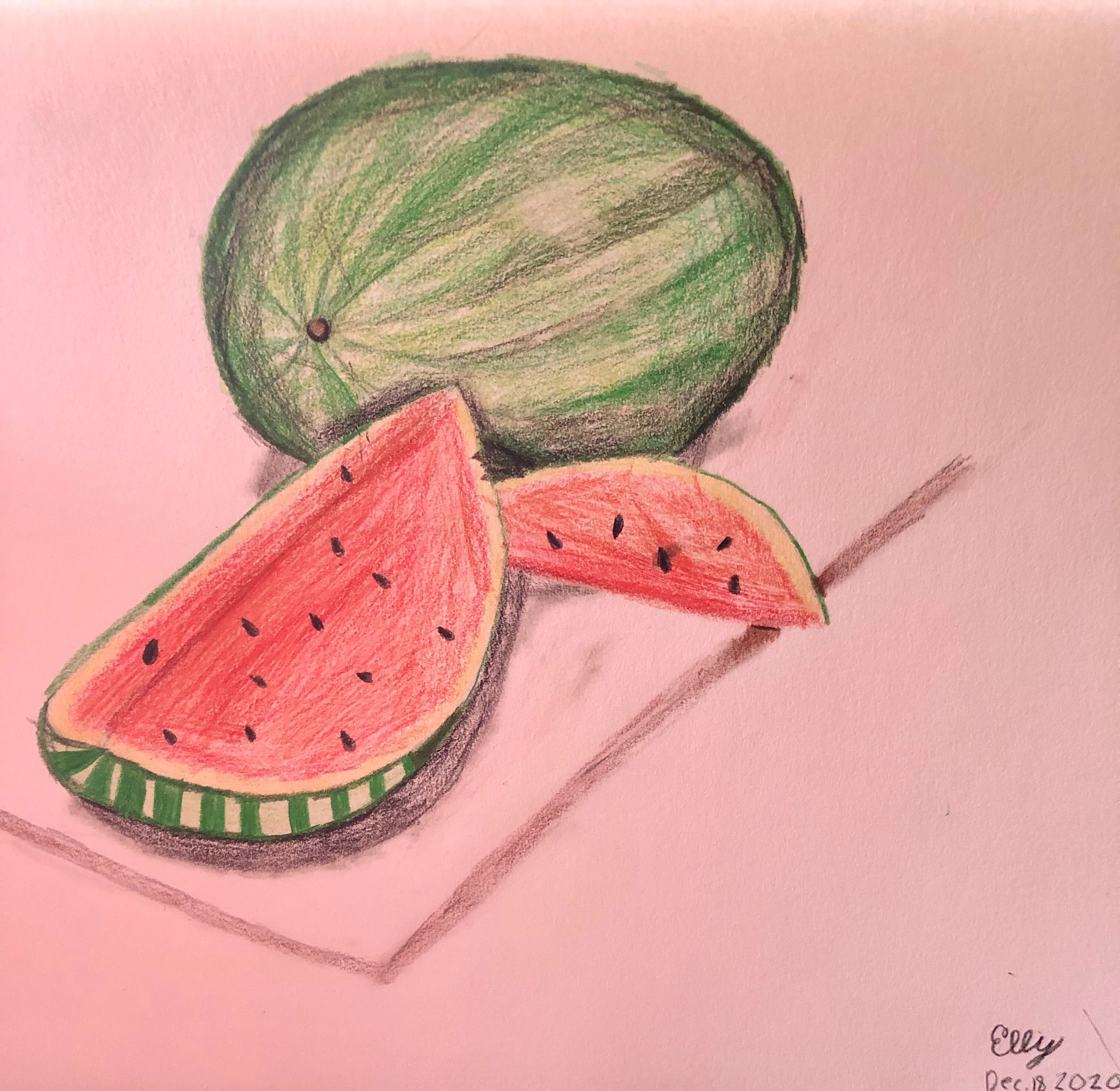 How to Draw Realistic Watermelons With Colored Pencils | Small Online ...