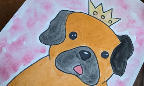 Watercolor Expressions Royal Pug Small Online Class For Ages 6