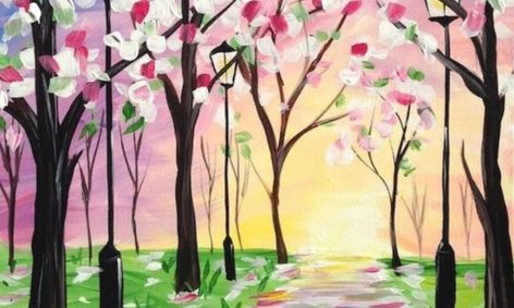 Landscapes And Perspective How To Paint A Cherry Blossom Garden