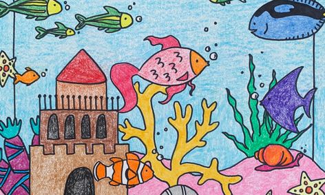 let s create a colorful fish aquarium small online class for ages 6 11