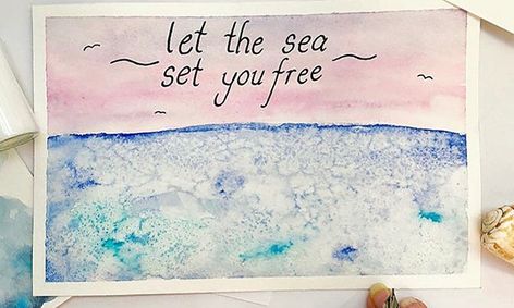 Beautiful Watercolor Ocean Sunset For Beginners Small Online