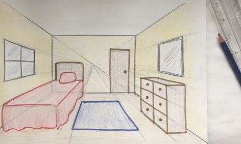 1 And 2 Point Perspective Bedroom Ages 9 Small Online Class