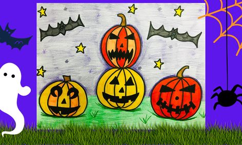 Draw With Miss Sydney Spooky Halloween Jack O Lantern Pumpkins And Bats Small Online Class For Ages 6 8 Outschool - drawing wings for halloween in roblox 2021