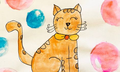 Cute Bubble Cat Paint Draw Small Online Class For Ages 8 11