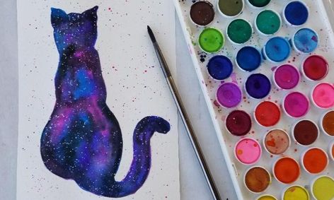 Learn How To Watercolor Paint An Intergalactic Galaxy Cat Small