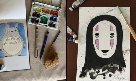 Studio Ghibli Series Totoro Ponyo No Face Calcifer Watercolor Painting Small Online Class For Ages 10 15 Outschool - spirited away no face clothes roblox