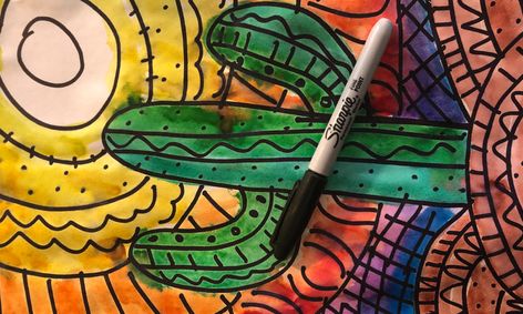 Watercolor Doodle Art Cactus Landscape Beginners Small Online