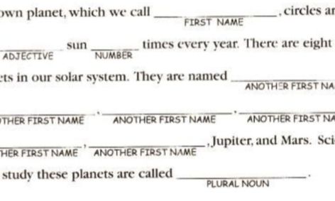 Learning Parts Of Speech Playing Mad Libs Small Online Class For