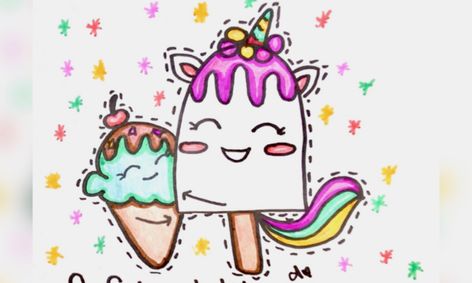 Notebook Doodles Kawaii Unicorn Ice Cream Pals With Ella Small