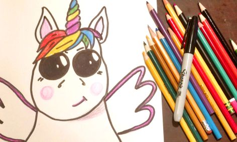 Unicorn With Wings Step By Step Colored Pencil Drawing Small