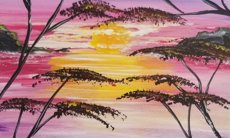 Acrylic Purple And Pink Sunset Paint Tutorial Small Online Class