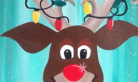 Holiday Painting Adventure Rudolph The Red Nosed Reindeer Painting Small Online Class For Ages 8 13 Outschool - red reindeer nose roblox