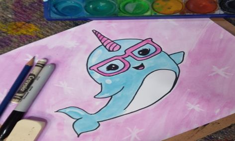 Watercolor Expressions Narwhal Small Online Class For Ages 7 11 Outschool - kawaii narwhal roblox