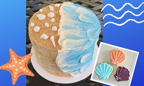 Baking Decorating Buttercream Beach Cake Royal Icing Shell Cookies Flex Small Online Class For Ages 10 15 Outschool - roblox cake design buttercream