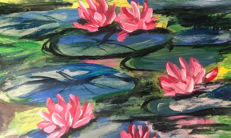 Water Lilies Acrylic Painting Small Online Class For Ages 6 11 Outschool