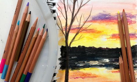 Drawing With Watercolor Pencils Sunflower Pumpkin Sunset Landscape Owl Small Online Class For Ages 7 12 Outschool If necessary, use a light box, tracing paper or projector to get the overall shapes, positioning and placement of the cliff, lighthouse and rocks. drawing with watercolor pencils sunflower pumpkin sunset landscape owl small online class for ages 7 12