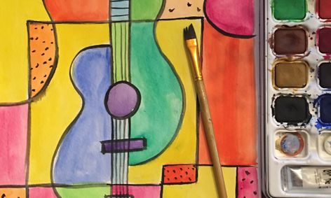 Lets Draw And Paint Picasso S Guitar Small Online Class For Ages