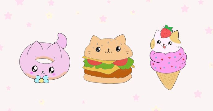 Let s Draw Cute Food Cats Cartoon Food and Cat Mash Ups Kawaii Style