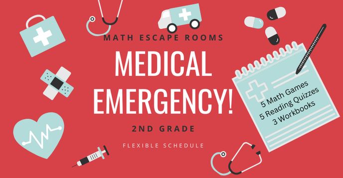 Interactive Math: Medical Emergency Digital Escape Room Games (2nd Grade)