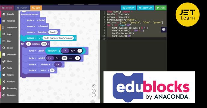 초보자를 위한 Edublocks를 사용한 Python(자폐증, ADHD, 독서 장애, 신경 다양성)