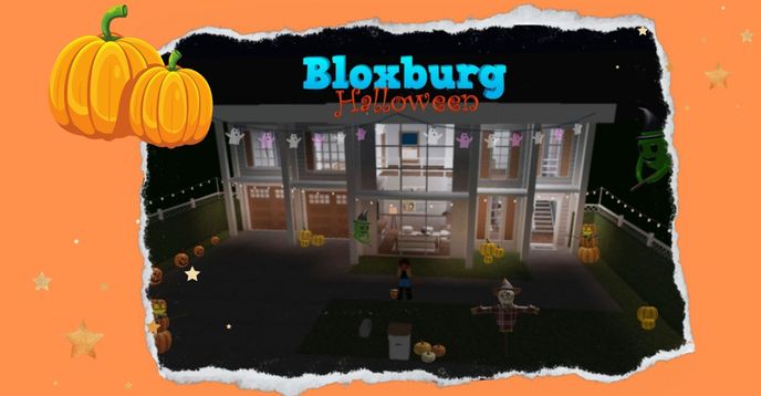 bloxburg, halloween decorated home