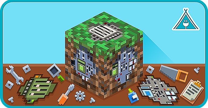 Create a poster in minecraft block style with the word minecraft