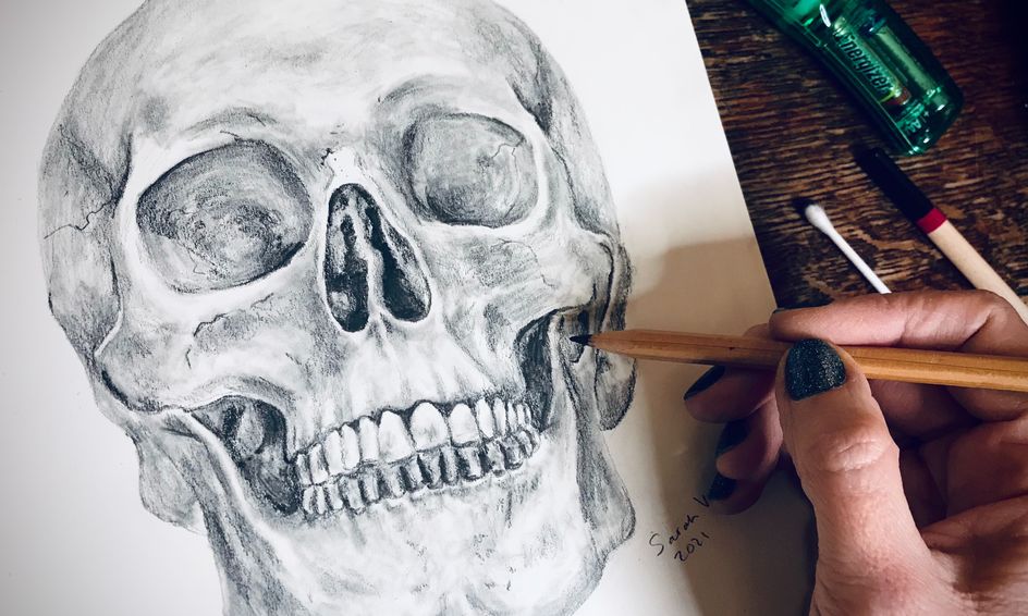 Learn to Draw a Skull in Pencil Small Online Class for Ages 11-14 