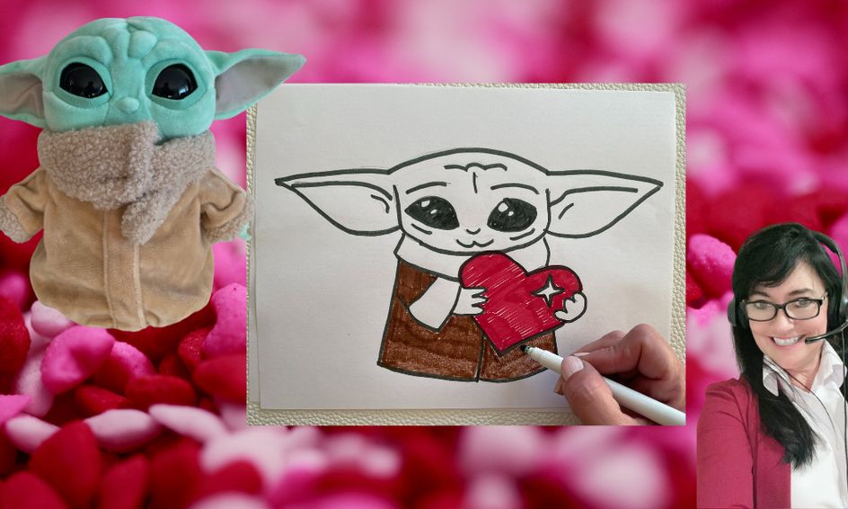 Lets Go How To Draw A Cute Baby Yoda Valentines And Show And Tell Yoda Time Small Online Class For Ages 6 9 Outschool