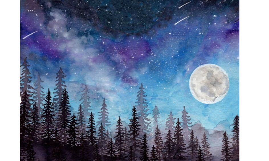 Landscape And Perspective How To Draw A Mountain Starry Night