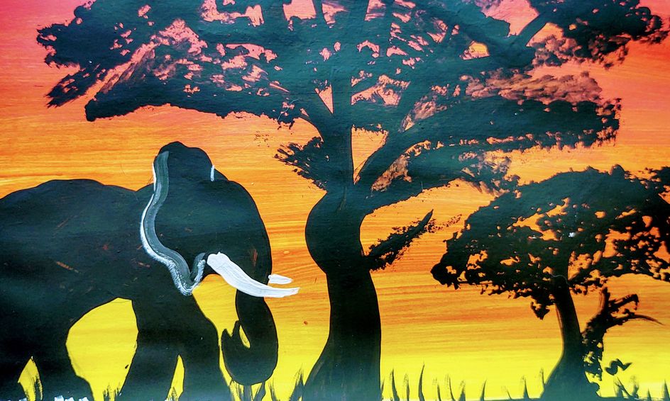 Dreamy African Sunset With An Elephant Acrylic Painting Certified Art Teacher Small Online Class For Ages 7 12 Outschool