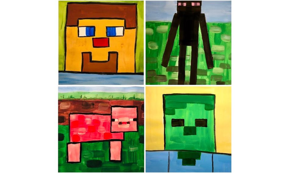 Let S Paint Fun Minecraft Painting Course Steve Zombie Ages 4 8
