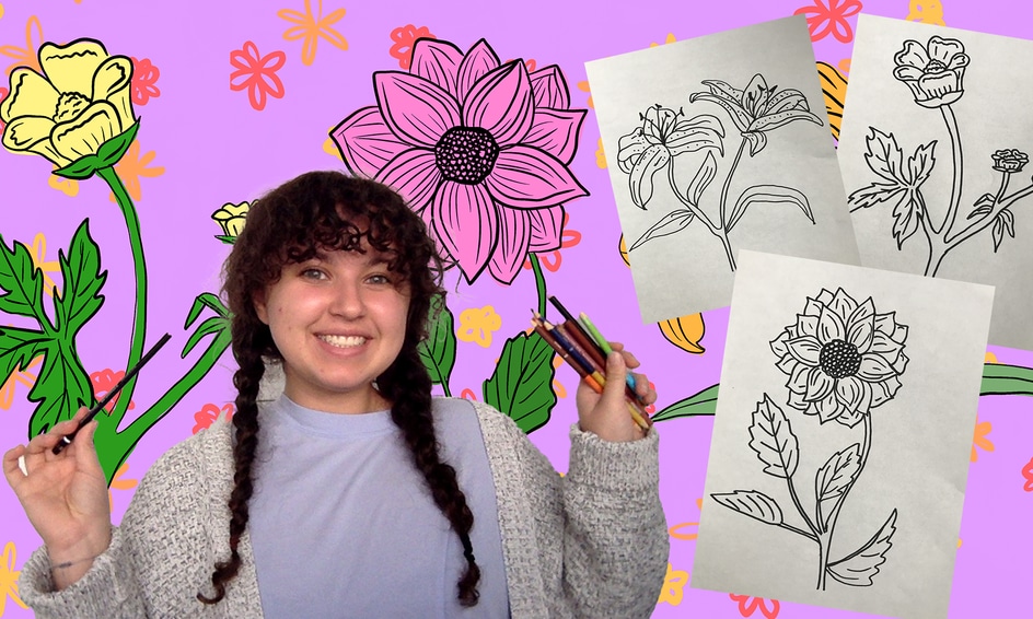 Learn To Draw Colourful Flowers Buttercups Lilies And More Step By Step Directed Drawing Lesson Small Online Class For Ages 9 12 Outschool