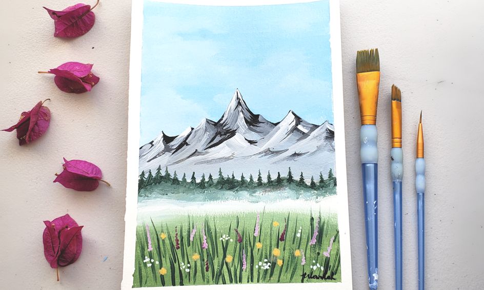 Acrylics 101 All About Majestic Mountains Small Online Class