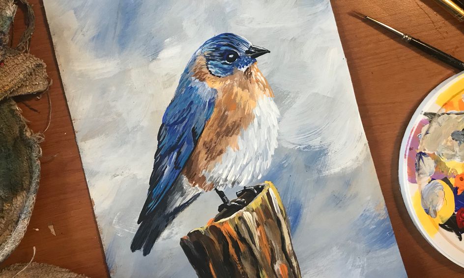 Create With Kendra Acrylic Bird Painting Small Online Class For
