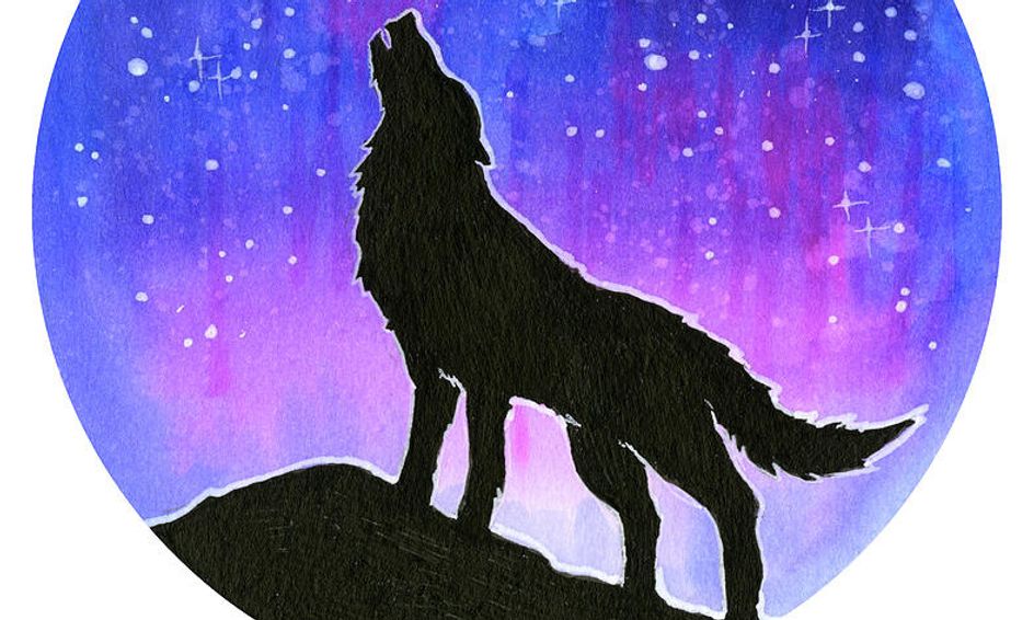 learn to paint a wolf with the northern lights using watercolor small online class for ages 8 13