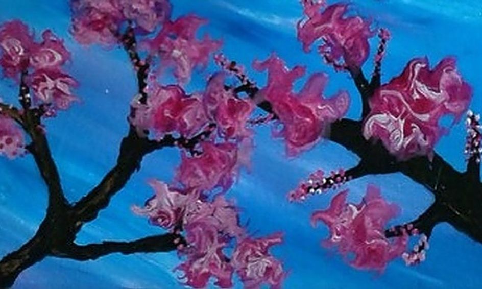 Blooming Cherry Blossoms Painting With Acrylic Gels Small Online