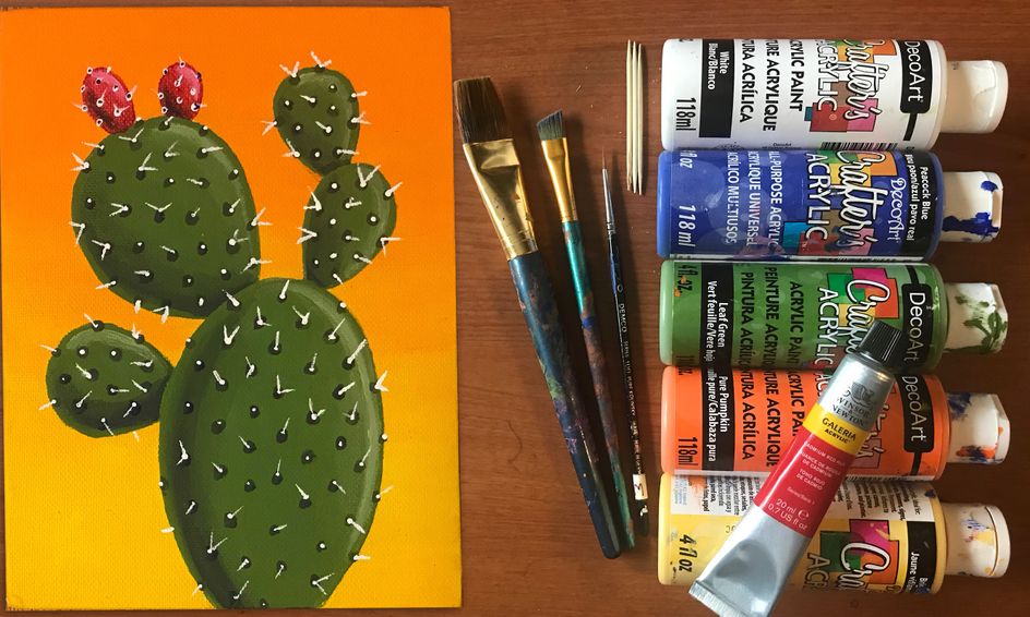Simple Acrylic Painting Pear Cactus Small Online Class For Ages