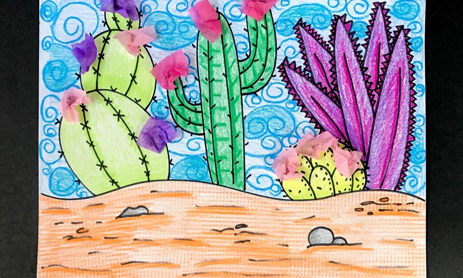 Fun And Easy Textured Cactus Drawing Small Online Class For Ages 7 12 Outschool