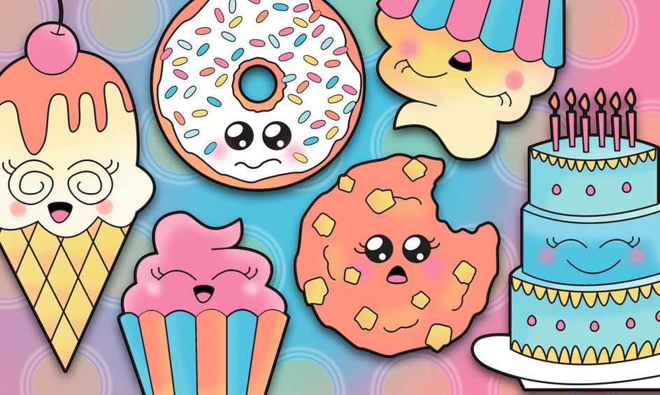 Draw Color Cute Cartoon Food Characters Small Online Class For