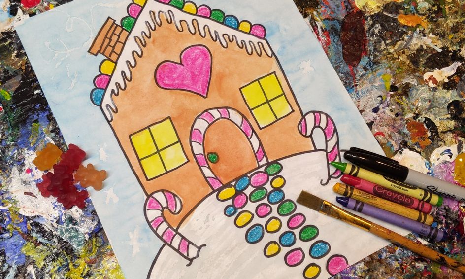 Watercolor Expressions Gingerbread House Small Online Class For Ages 6 11 Outschool - gingerbread house tour roblox adopt me