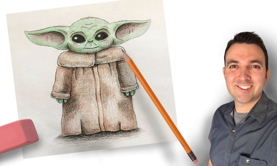 How To Draw Mandalorian And Baby Yoda Easy