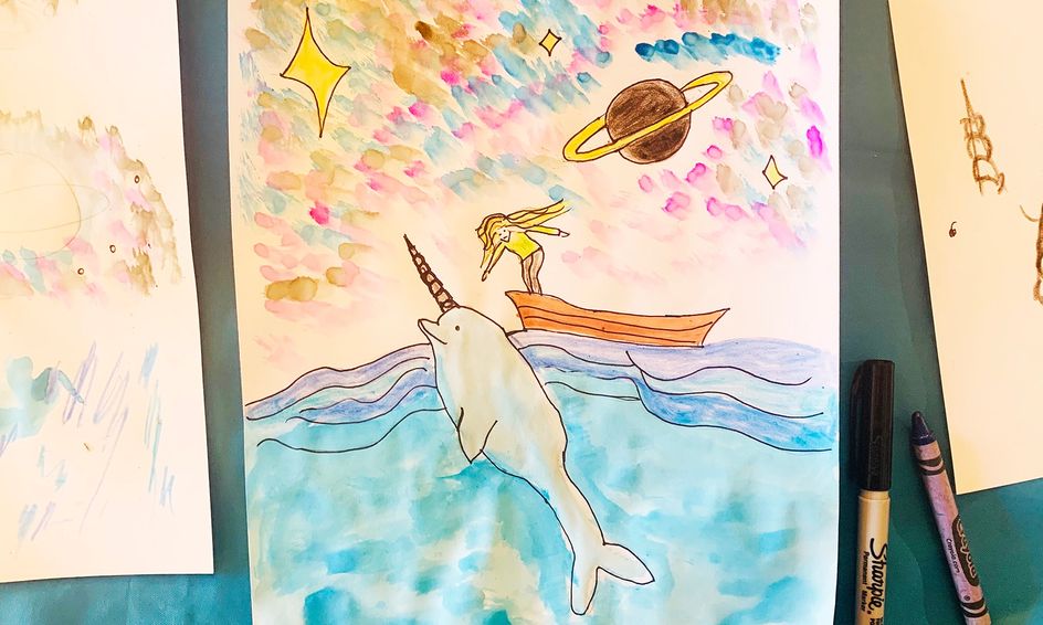 Galaxy Narwhal Paint Draw Small Online Class For Ages 8 12 Outschool