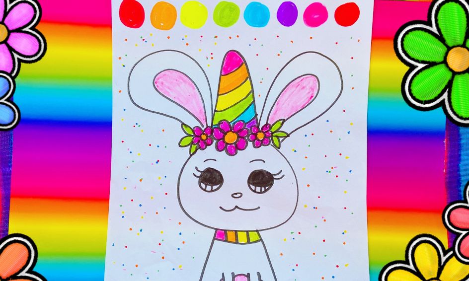 Rainbow Art For Kids Draw A Cute Unicorn Bunny Small Online