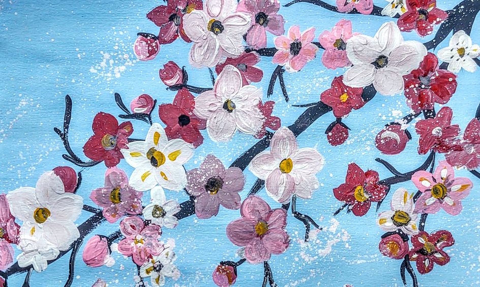 Cherry Blossoms Painting Beautiful Japanese Flowers Acrylic Paint Step By Step Small Online Class For Ages 8 12 Outschool