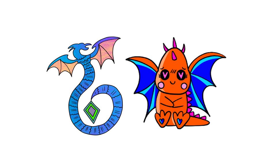 How To Draw A Dragon In Two Styles Folk And Kawaii Small