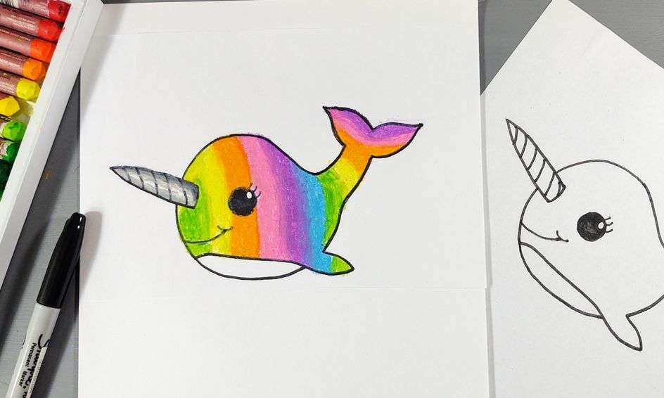 Let S Draw A Cute Rainbow Narwhal Small Online Class For Ages 6 10 Outschool